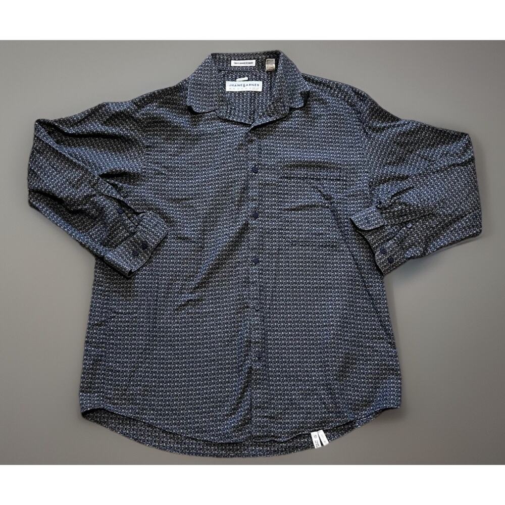 Jhane Barnes Shirt Mens Large Woven in Japan Button Long Sleeve Club VINTAGE